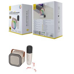 Altavoz Karaoke Bluetooth 5.3 + Microfono / NF4105 / 5w / Aux / Micro SD / Luces Led / Blanco / 2401051 / One+